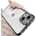 thumbnail image 1 of Compatible with iPhone Case,Luxury Glitter Bling Sparkly Diamond Electro Plated Frame Edge Border Full Body Protective Clear Soft Shockproof Cover Phone Case (Black,iPhone X/Xs), 1 of 6