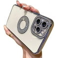 thumbnail image 1 of Compatible with iPhone Case,Luxury Glitter Bling Sparkly Diamond Rhinestone Bumper Camera Lens Protection Transparent Clear Soft Shockproof Cover Phone Case (Blue, iPhone 12), 1 of 7