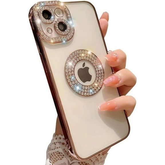 Compatible with iPhone Case,Luxury Glitter Bling Sparkly Diamond Rhinestone Bumper Camera Lens Protection Transparent Clear Soft Shockproof Cover Phone Case (Silver,iPhone 11)