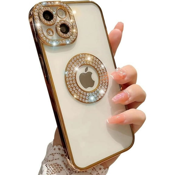 Compatible with iPhone Case,Luxury Glitter Bling Sparkly Diamond Rhinestone Bumper Camera Lens Protection Transparent Clear Soft Shockproof Cover Phone Case (Silver,iPhone 11)