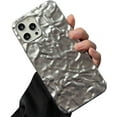 thumbnail image 1 of Compatible with iPhone Case,Luxury Matte Tin Foil Pattern Electroplated Glitter Sparkle Bling Camera Lens Protection Soft Shockproof Cover Phone Case (Silver,iPhone 12), 1 of 7