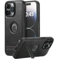 thumbnail image 1 of Compatible with iPhone Case,Luxury PU Leather Fold Bracket Stand Holder Design,Logo View Camera Lens Protection Soft Shockproof Cover Phone Case (Black,iPhone 15 Plus), 1 of 5