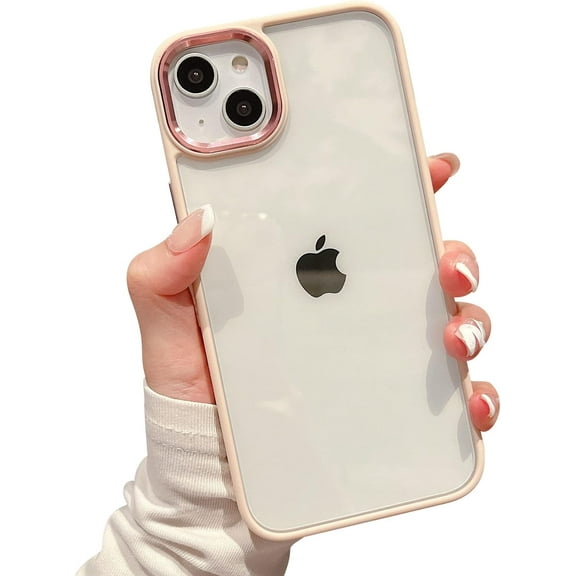 Compatible with iPhone Case,Luxury Solid Color Edge Frame Border Electro Plated Metal Camera Lens Protection Clear Soft Shockproof Cover Phone Case (Pink,iPhone 12 Pro)