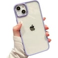 thumbnail image 1 of Compatible with iPhone Case,Luxury Solid Color Edge Frame Border Electro Plated Metal Camera Lens Protection Clear Soft Shockproof Cover Phone Case (Purple,iPhone 14 Pro), 1 of 7