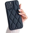 thumbnail image 1 of Compatible with iPhone Case,Luxury Wave Curly PU Leather [ Drop Protection] Camera Lens Protection Soft Shockproof Cover Phone Case (Black,iPhone 13 Pro), 1 of 7