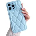 thumbnail image 1 of Compatible with iPhone Case,Luxury Wave Curly PU Leather [ Drop Protection] Camera Lens Protection Soft Shockproof Cover Phone Case (Blue,iPhone 14 Plus), 1 of 8