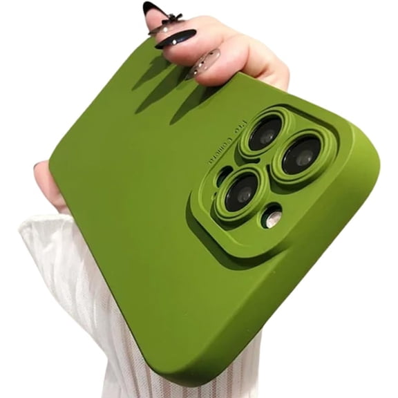 Compatible with iPhone Case,Matte Liquid Silicone [ Drop Protection] Camera Lens Protection Soft Shockproof Cover Phone Case (Green,iPhone 15 Pro Max)