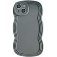 thumbnail image 1 of Compatible with iPhone Case,Matte Liquid Silicone Wave Water Ripple Frame Camera Lens Protection Soft Shockproof Cover Phone Case (Grey,iPhone 15 Plus), 1 of 6