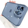 thumbnail image 1 of Compatible with iPhone Case,Silicone Bumper Metal Button [Compatible with Wireless Charging] Camera Lens Protection Shockproof Cover Phone Case (Blue,iPhone 12 Pro), 1 of 7