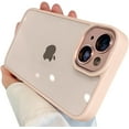 thumbnail image 1 of Compatible with iPhone Case,Silicone Bumper Metal Button [Compatible with Wireless Charging] Camera Lens Protection Shockproof Cover Phone Case (Pink,iPhone 14 Plus), 1 of 5
