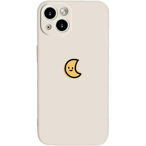 Compatible with iPhone Case,Silicone Cute Couple Matching Cartoon Sun Moon Camera Lens Protection Soft Shockproof Cover Phone Case (Whitemoon,iPhone 15 Plus)