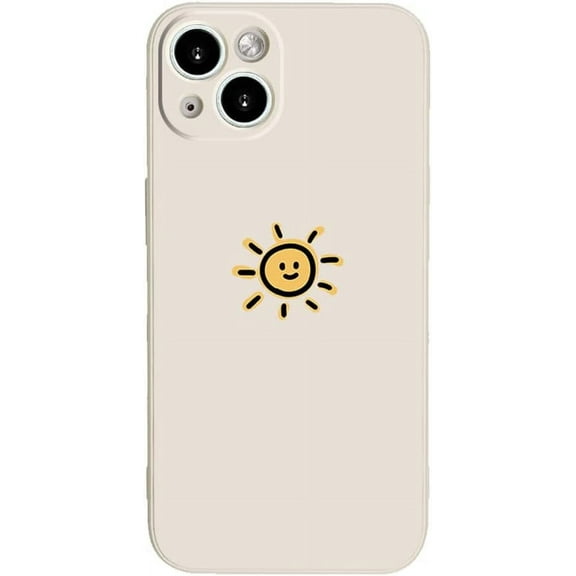 Compatible with iPhone Case,Silicone Cute Couple Matching Cartoon Sun Moon Camera Lens Protection Soft Shockproof Cover Phone Case (Whitesun,iPhone 13 Pro)