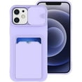 thumbnail image 1 of Compatible with iPhone Case,Slide Camera Lens Protection Credit Card Slot Holder Wallet Bumper Soft Shockproof Cover Phone Case (Purple,iPhone 13 Pro Max), 1 of 6