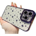 thumbnail image 1 of Compatible with iPhone Case,Star Electro Plated Bumper Diamond Camera Lens Protection [Compatible with Wireless Charging] Clear Soft Shockproof Cover Phone Case (Purple,iPhone 13 Pro Max), 1 of 7