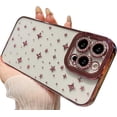 thumbnail image 1 of Compatible with iPhone Case,Star Electro Plated Bumper Diamond Camera Lens Protection [Compatible with Wireless Charging] Clear Soft Shockproof Cover Phone Case (Pink,iPhone 15 Plus), 1 of 8