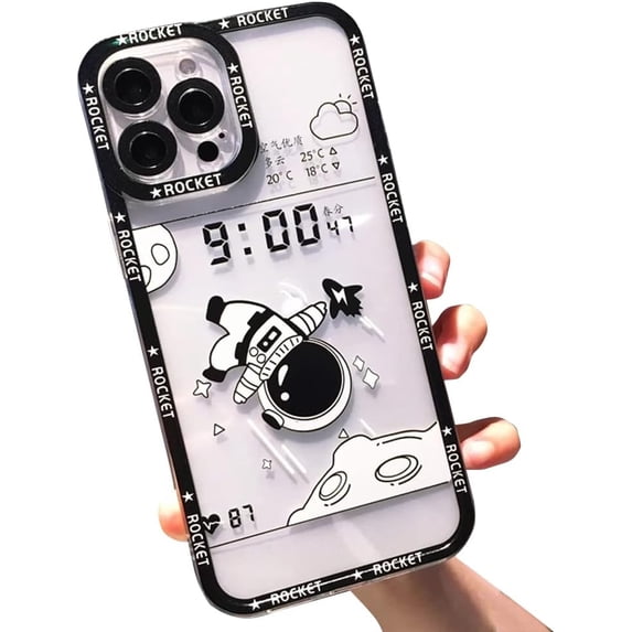 Compatible with iPhone Case,Transparent Cute Creative Funny Astronauts Bumper Camera Lens Protection Clear Soft Shockproof Cover Phone Case (1,iPhone 11 Pro Max)