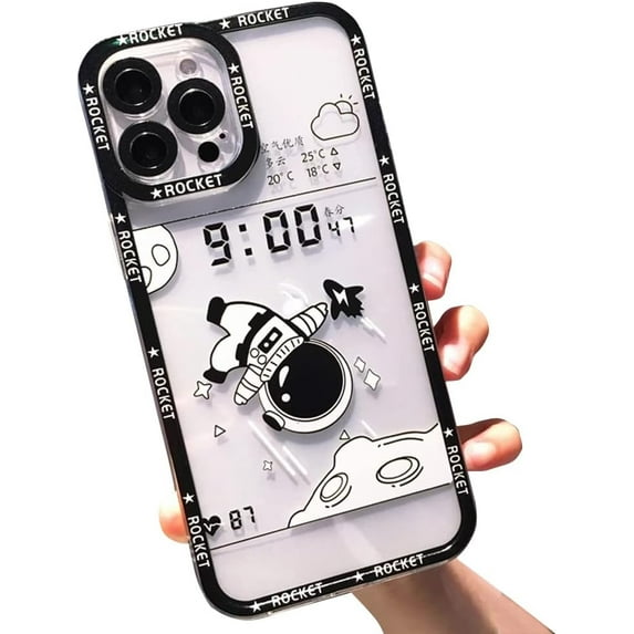 Compatible with iPhone Case,Transparent Cute Creative Funny Astronauts Bumper Camera Lens Protection Clear Soft Shockproof Cover Phone Case (1,iPhone X/Xs)