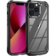 thumbnail image 1 of Compatible with iPhone Case,Transparent Heavy Duty Rugged Hard PC + Soft TPU Anti-Scratch Corner Bumper Protection Clear Shockproof Cover Phone Case (Black,iPhone 12 Pro), 1 of 8