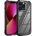 thumbnail image 1 of Compatible with iPhone Case,Transparent Heavy Duty Rugged Hard PC + Soft TPU Anti-Scratch Corner Bumper Protection Clear Shockproof Cover Phone Case (Black,iPhone 12 Pro), 1 of 8