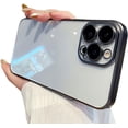 thumbnail image 1 of Compatible with iPhone Case,Ultra Thin Crystal Clear Transparent Matte Electroplated Bumper Camera Lens Protection Soft Shockproof Cover Phone Case (Black,iPhone 15 Pro Max), 1 of 7