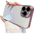 thumbnail image 1 of Compatible with iPhone Case,Ultra Thin Crystal Clear Transparent Matte Electroplated Bumper Camera Lens Protection Soft Shockproof Cover Phone Case (Pink,iPhone 14), 1 of 6