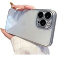 thumbnail image 1 of Compatible with iPhone Case,Ultra Thin Crystal Clear Transparent Matte Electroplated Bumper Camera Lens Protection Soft Shockproof Cover Phone Case (Silver,iPhone 15 Pro), 1 of 7