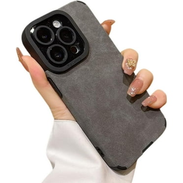 Compatible with iPhone Case,Ultra Thin Suede Design [Compatible with Wireless Charging] Corner Camera Lens Protection Soft Shockproof Cover Phone Case (Dark Grey,iPhone 13 Pro Max)