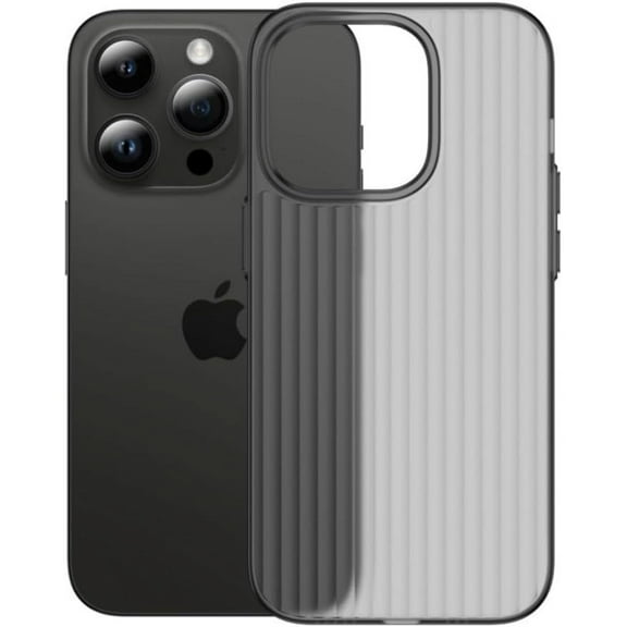 Compatible with iPhone Case,Ultra Thin Wave Stripe Pattern Matte Translucent [ Drop Protection] Full Body Protection Soft Shockproof Cover Phone Case (Black,iPhone 15 Pro Max)
