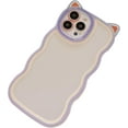 thumbnail image 1 of Compatible with iPhone Case for Women/Girls, Cute Candy Color 3D Cat Ears Curly Wave Anti-Scratch Shockproof Soft Phone Case for iPhone 13 Pro Max, Purple-Yellow, 1 of 6