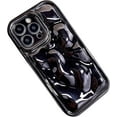 thumbnail image 1 of Compatible with iPhone Case for Women/Girls, Cute Electroplated 3D Meteorite Stone Curly Texture Anti-Scratch Shockproof Phone Case for iPhone 15 Plus, Black, 1 of 8