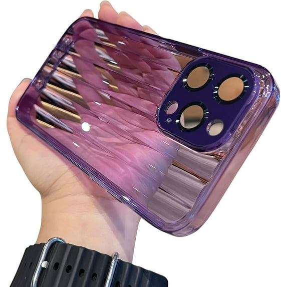 Compatible with iPhone Case for Women/Girls, Cute Glacier Pattern Transparent Ultra-Thin Anti-Scratch Shockproof Fall Protection Phone Case for iPhone 13, Purple