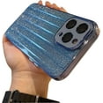 thumbnail image 1 of Compatible with iPhone Case for Women/Girls, Cute Glitter Bling Glacier Pattern Transparent Ultra-Thin Anti-Scratch Shockproof Phone Case for iPhone 12 Pro Max, Glitter+Blue, 1 of 8