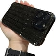 thumbnail image 1 of Compatible with iPhone Case for Women/Girls, Cute Glitter Bling Glacier Pattern Transparent Ultra-Thin Anti-Scratch Shockproof Phone Case for iPhone 14 Pro, Glitter+Black, 1 of 8