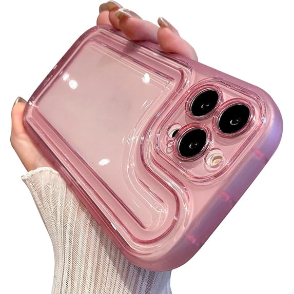 Compatible with iPhone Case for Women Girls, Cute Luxury Transparently Candy Air Cushion Bumper Clear Anti-Scratch Shockproof Soft Phone Case for iPhone 11 Pro Max, Pink