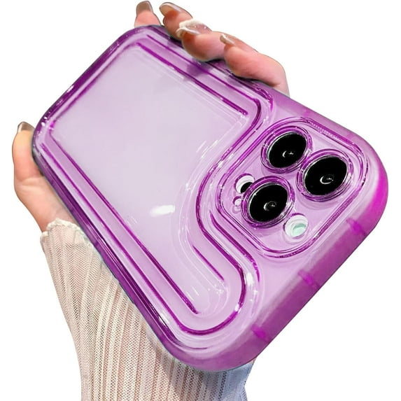 Compatible with iPhone Case for Women Girls, Cute Luxury Transparently Candy Air Cushion Bumper Clear Anti-Scratch Shockproof Soft Phone Case for iPhone 12 Pro Max, Purple