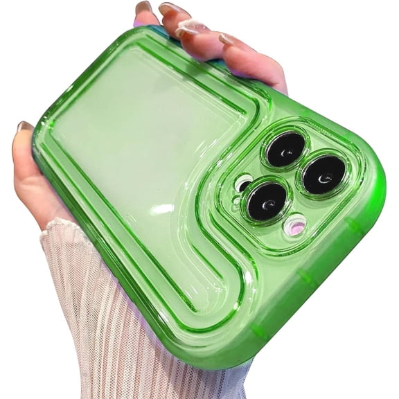 Compatible with iPhone Case for Women Girls, Cute Luxury Transparently Candy Color Bumper Clear Anti-Scratch Shockproof Soft Phone Case for iPhone 13 Pro, Green