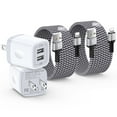 thumbnail image 1 of Compatible for iPhone Charger, 2 Pack 10FT USB Lighting Cable+Dual Port Wall Charger Block, USB Power Adapter Plug Fast Charging Station Power Base USB Brick Cube Box Compatible for iPhone, White, 1 of 9