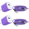 thumbnail image 1 of Compatible for iPhone Charger, 2Pack 6FT Light-ning Cable Cord Fast Charging Cord with USB Charging Brick Cube Phone Charger, HOOTEK Wall Charger Block Adapter Compatible for iPhone14/13/12/11,Purple, 1 of 10