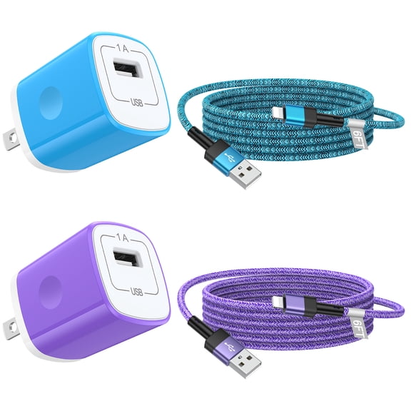Compatible for iPhone Charger, 2Pack 6FT Light-ning Cable Cord Fast Charging Cord with USB Charging Brick Cube Phone Charger, HOOTEK Wall Charger Block Adapter Compatible for iPhone14/13/12/11