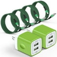 thumbnail image 1 of Compatible for iPhone Charger Block, 2 Pack Dual Port Wall Charger Adapter+10FT Lighting Charging Cable 4pcs, USB Brick Cube Box Charger Plug Power Base Charging Station Compatible for iPhone, Green, 1 of 9