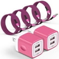 thumbnail image 1 of Compatible for iPhone Charger Block, 2 Pack Dual Port Wall Charger Adapter+10FT Lighting Charging Cable 4pcs, USB Brick Cube Box Charger Plug Power Base Charging Station Compatible for iPhone, Pink, 1 of 9