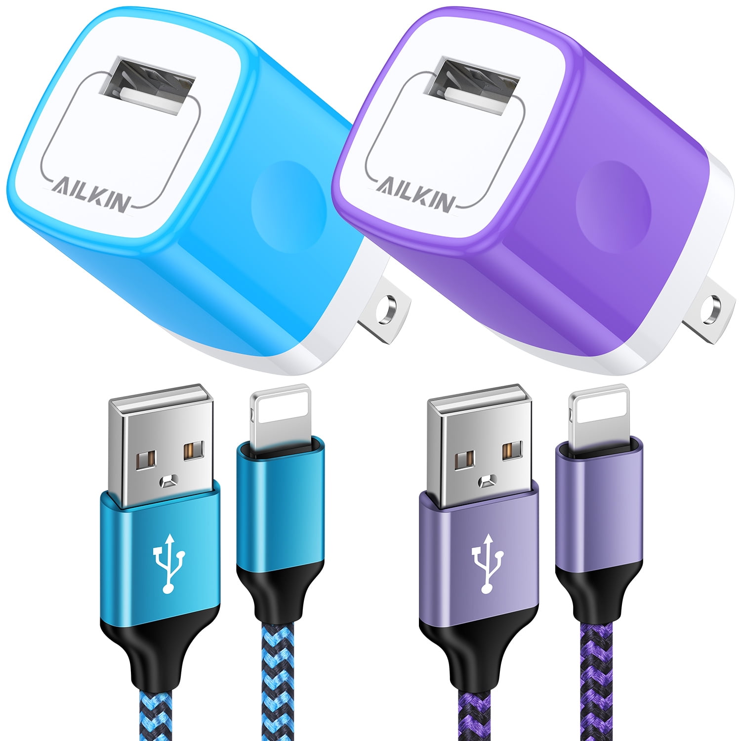 Compatible with iPhone Charger Fast Charging,AILKIN 2Pack Charger Block with 6ft Cord Charging Block Plug Power USB Wall Charger Adapter Compatible with iPhone 14/13/12/11