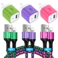 thumbnail image 1 of Compatible with iPhone Charger Cable Fast Charging AILKIN 3Pack Charger Block with 6ft Cord Charging Block Plug Power USB Wall Charger Adapter Compatible with iPhone 14/13/12/11,Multicolor, 1 of 8
