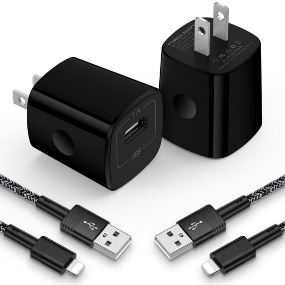 Compatible for iPhone Charger, HOOTEK Charger Block Cube Phone Charger 2Pack 10FT Lightn-ing Cable Cord Fast Charging Cord USB Wall Chargers Plug Adapter Compatible for iPhone14/13/12/11, Black