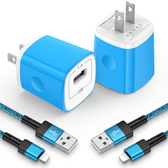 Compatible for iPhone Charger, HOOTEK Charger Block Cube Phone Charger 2Pack 10FT Lightn-ing Cable Cord Fast Charging Cord USB Wall Chargers Plug Adapter Compatible for iPhone14/13/12/11, Blue