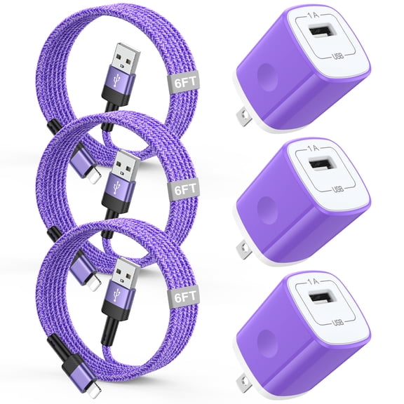 Compatible for iPhone Charger, HOOTEK Charger Block Cube Phone Charger 3Pack 6FT Lightn-ing Cable Cord Fast Charging Cord USB Wall Chargers Plug Adapter Compatible for iPhone14/13/12/11, Black