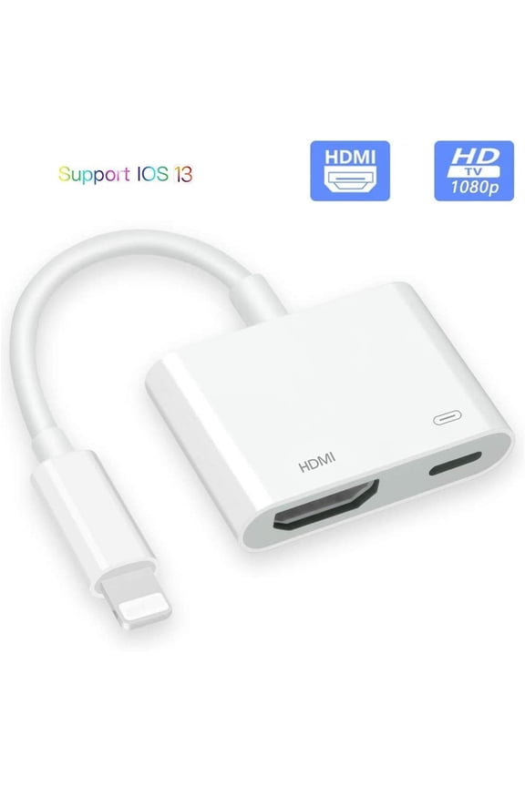 Compatible with iPhone to HDMI Adapter, 1080P Digital AV Adapter for iPhone 11/11 Pro/Xs Max/Xs/Xr/X/8/7/6/6s Plus/Mini/Air/Pro, Support iOS 13/iPad/iPod, White