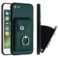 thumbnail image 1 of Compatible for iPhone SE 2022 & 2020 Case with Card Holder, for iPhone 7 / iPhone 8 Wallet Case for Women Men with Rotation Finger Ring Stand, Accordion Style PU Leather Shockproof Case, Green, 1 of 6