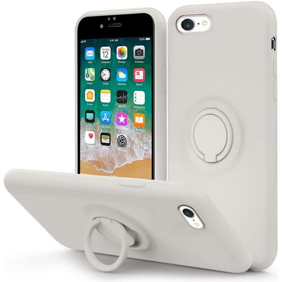 Compatible with iPhone SE 2022 Case 4.7inch,iPhone SE3 Case,iPhone SE 2020 Case/iPhone 8 Case with Ring Kickstand | Microfiber Lining | Shockproof Stand Case for iPhone 7/8/SE2/SE3 - Stone