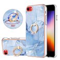 thumbnail image 1 of Compatible with iPhone SE 2022 Case, Fantastic Marble Patterned Phone Case Anti-Scratch Slim Hybrid Hard Plastic Bumper+Soft Silicone TPU with Ring Kickstand Bumper Shockproof Cover,Blue, 1 of 6
